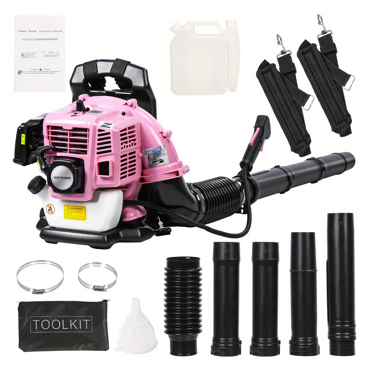 1pc Pink 52CC 2-Stroke Backpack Gas Leaf Blower, 550 CFM High Velocity Metal Blower for Lawn Care and Home Debris Removal, Manual Start, No Battery Required
