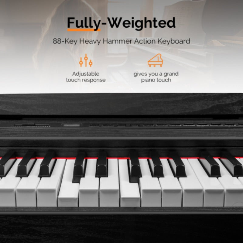 Elevate Your Playing with 88 Keys Digital Piano - Full Weighted Keys, 20 Demo Songs - Comes with Stand, Pedals And Accessories
