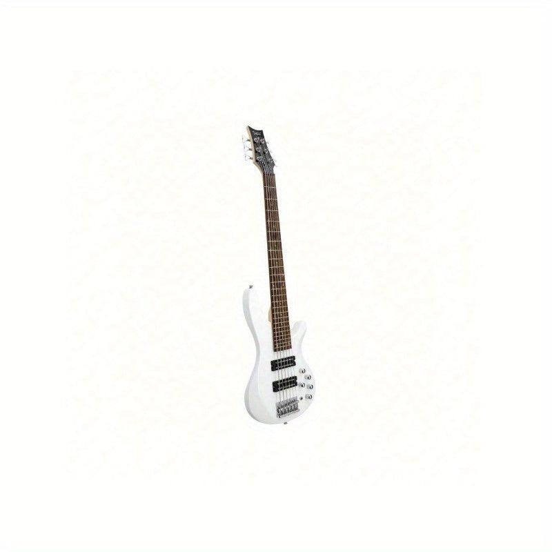 White Electric Bass Guitar with 44 Inch GIB, 6 Strings, H-H Pickups, Laurel Wood Fingerboard, And Included Bag And Additions