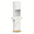 Hairdresser'S Salon Storage Station, Barber'S Hair Station, Beauty Salon Spa Equipment, with 2 Drawers, 2 Storage Cabinets, 6 Hair Dryer Holders, Suitable for Beauty Salon, Personal Studio, Hairdressing Shop) - Platinum