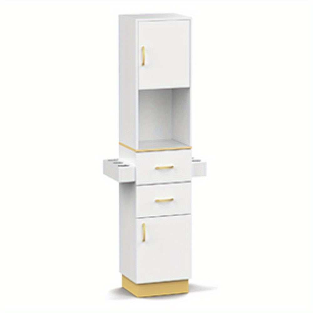 Hairdresser'S Salon Storage Station, Barber'S Hair Station, Beauty Salon Spa Equipment, with 2 Drawers, 2 Storage Cabinets, 6 Hair Dryer Holders, Suitable for Beauty Salon, Personal Studio, Hairdressing Shop) - Platinum