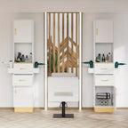 Hairdresser'S Salon Storage Station, Barber'S Hair Station, Beauty Salon Spa Equipment, with 2 Drawers, 2 Storage Cabinets, 6 Hair Dryer Holders, Suitable for Beauty Salon, Personal Studio, Hairdressing Shop) - Platinum