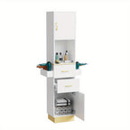 Hairdresser'S Salon Storage Station, Barber'S Hair Station, Beauty Salon Spa Equipment, with 2 Drawers, 2 Storage Cabinets, 6 Hair Dryer Holders, Suitable for Beauty Salon, Personal Studio, Hairdressing Shop) - Platinum