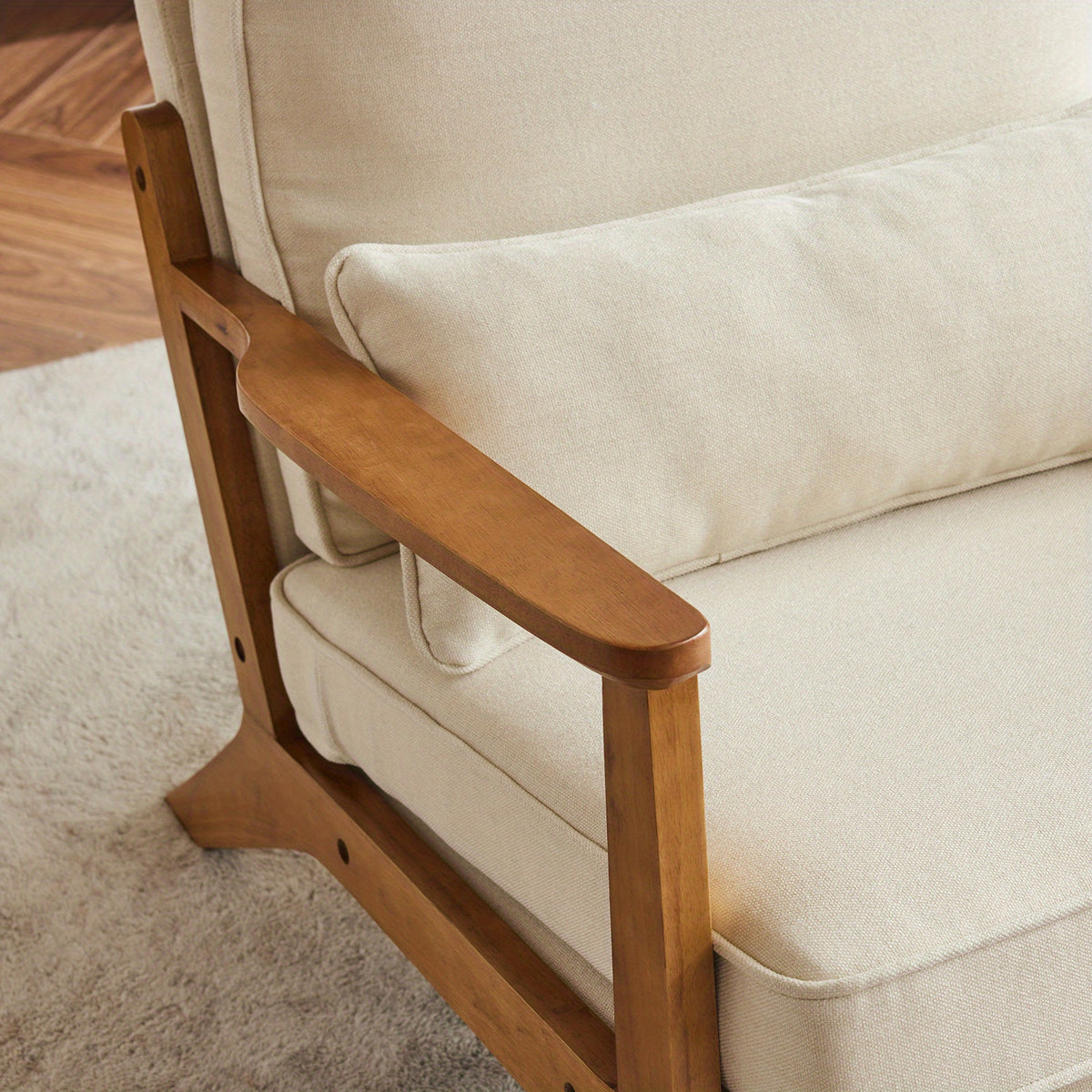 Accent Chair with Wide Armrests, Lumbar Pillow, And a Sturdy Wooden Frame, Perfect for The Living Room, Bedroom, Or Balcony
