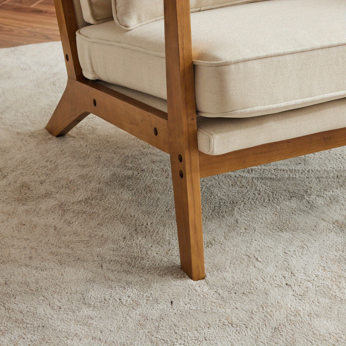 Accent Chair with Wide Armrests, Lumbar Pillow, And a Sturdy Wooden Frame, Perfect for The Living Room, Bedroom, Or Balcony