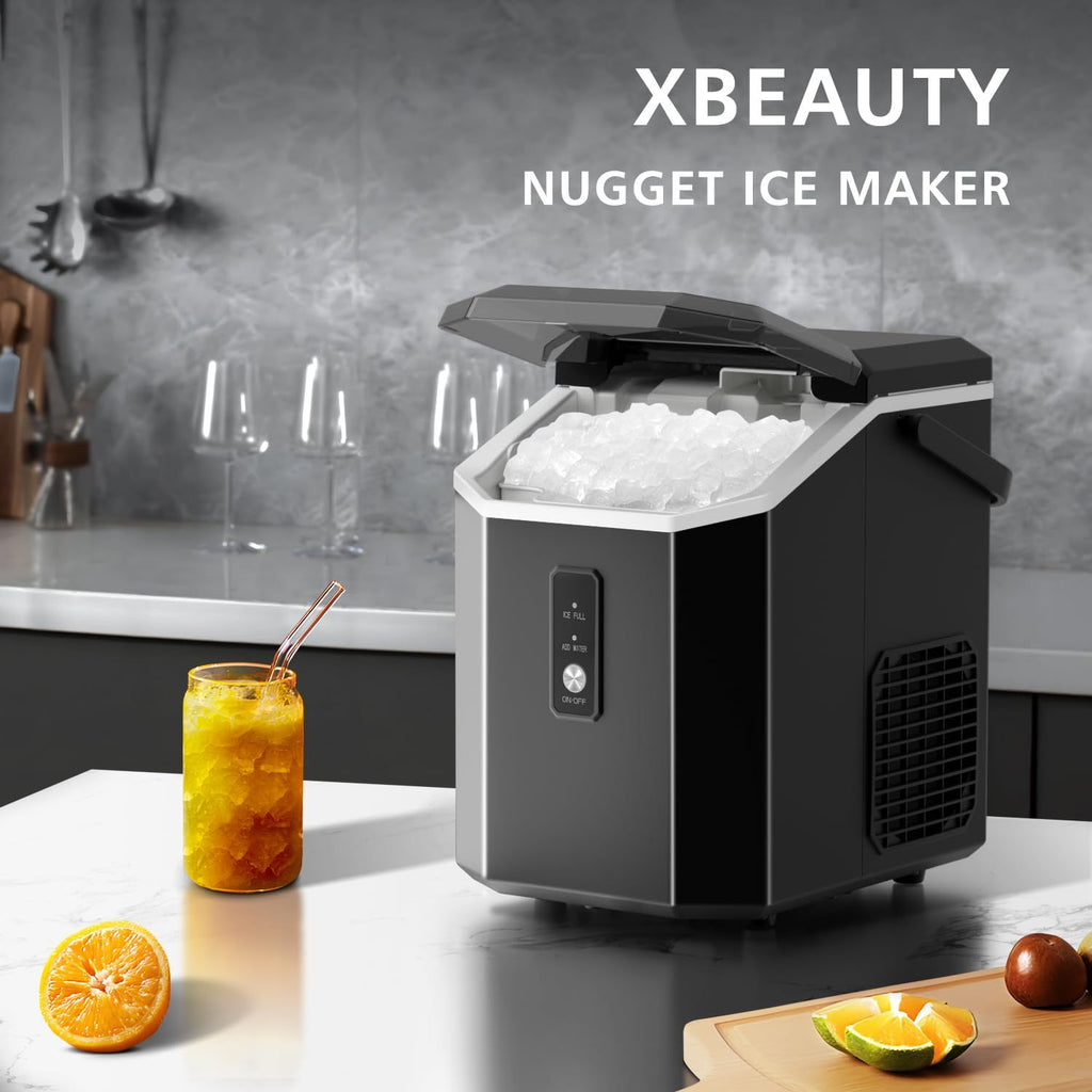 Nugget Bullet Ice Makers Countertop, Crushed Ice Maker With Handle 35 Lbs/ Day 26 Lbs/Day Soft Chewable Ice, Pebble Ice Maker With Self-Cleaning, Ice Scoop & Basket, For Home, Office, Kitchen, For Halloween, Christmas.