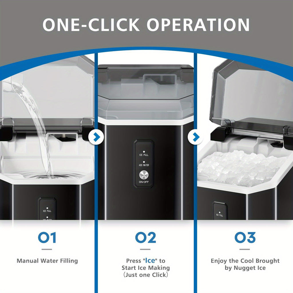Nugget Bullet Ice Makers Countertop, Crushed Ice Maker With Handle 35 Lbs/ Day 26 Lbs/Day Soft Chewable Ice, Pebble Ice Maker With Self-Cleaning, Ice Scoop & Basket, For Home, Office, Kitchen, For Halloween, Christmas.