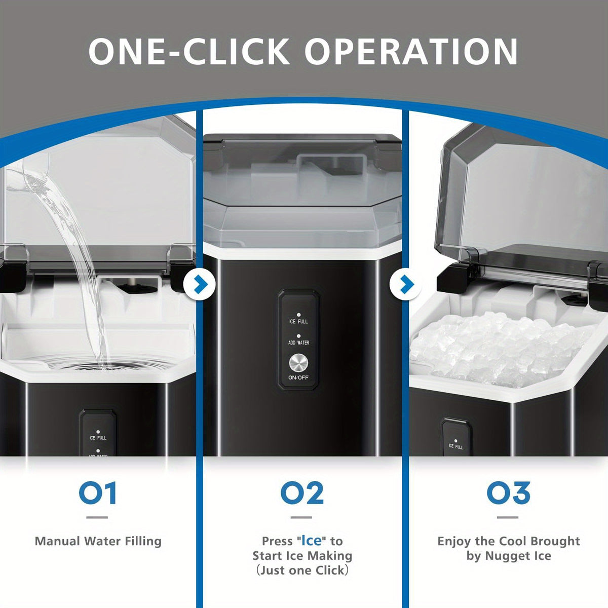 Nugget Bullet Ice Makers Countertop, Crushed Ice Maker With Handle 35 Lbs/ Day 26 Lbs/Day Soft Chewable Ice, Pebble Ice Maker With Self-Cleaning, Ice Scoop & Basket, For Home, Office, Kitchen, For Halloween, Christmas.