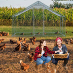 10 X 10ft Large Metal Chicken Coop, Walk-in Poultry Cage Chicken Hen Run House with Waterproof Cover, Rabbits Cats Dogs Farm Pen for Outdoor Backyard Farm Garden