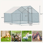 10 X 10ft Large Metal Chicken Coop, Walk-in Poultry Cage Chicken Hen Run House with Waterproof Cover, Rabbits Cats Dogs Farm Pen for Outdoor Backyard Farm Garden