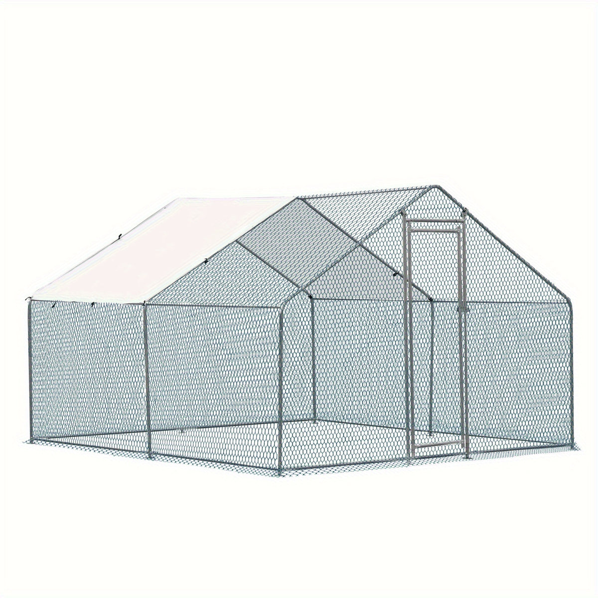 10 X 10ft Large Metal Chicken Coop, Walk-in Poultry Cage Chicken Hen Run House with Waterproof Cover, Rabbits Cats Dogs Farm Pen for Outdoor Backyard Farm Garden