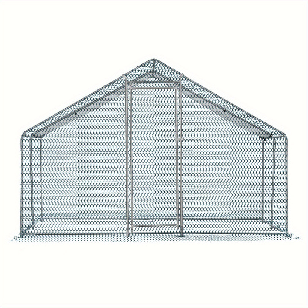 10 X 10ft Large Metal Chicken Coop, Walk-in Poultry Cage Chicken Hen Run House with Waterproof Cover, Rabbits Cats Dogs Farm Pen for Outdoor Backyard Farm Garden