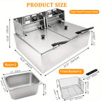 3.17gal Commercial Electric Deep Fryer, Stainless Steel Countertop Electric Fryers with Removable Tank and Lid