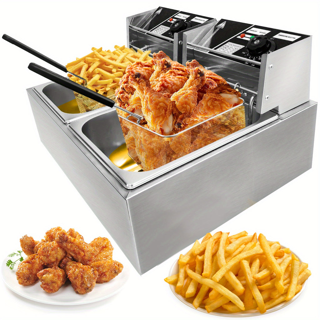 3.17gal Commercial Electric Deep Fryer, Stainless Steel Countertop Electric Fryers with Removable Tank and Lid