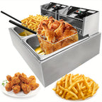 3.17gal Commercial Electric Deep Fryer, Stainless Steel Countertop Electric Fryers with Removable Tank and Lid