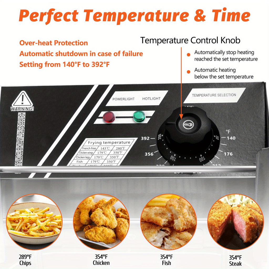 3.17gal Commercial Electric Deep Fryer, Stainless Steel Countertop Electric Fryers with Removable Tank and Lid