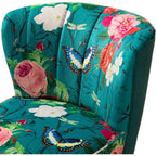 Accent Chair with Golden Metal Legs, Comfy Tufted Wingback Living Room Chair Floral Fabric Small Armless Side Chair, Upholstered Slipper Chair for Bedroom, Stadium Seats for Sports Fields, Sport Event, Reading Room (Flower Print)
