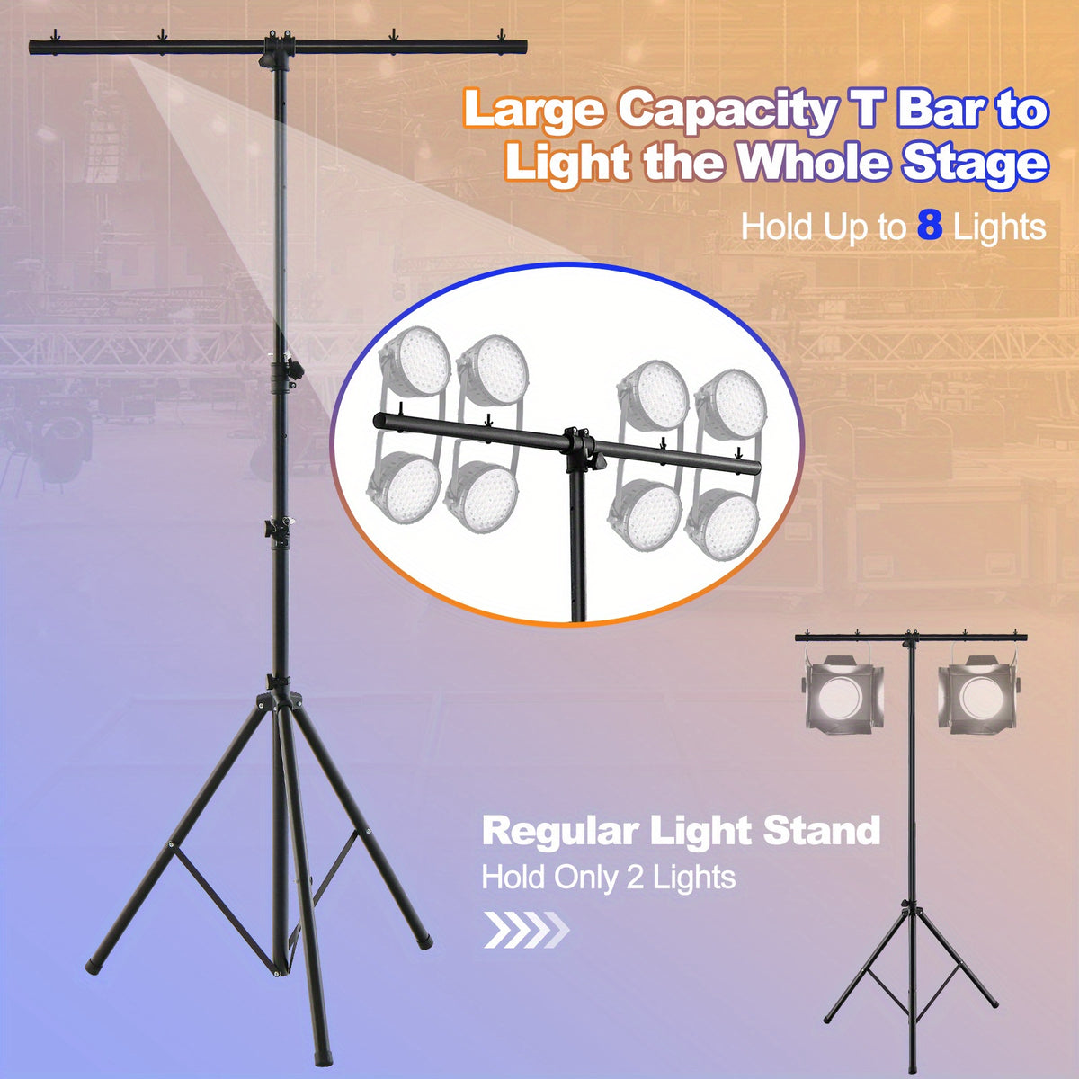 GOPLUS 15 FT Lighting Truss System, Heavy Duty Metal Lighting Stand with Adjustable Height, Retractable T Bar, Non-slip Pads, Triangle Foot, Locking Pins, Extension for Portable Audio Stage
