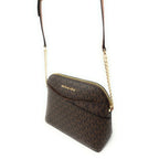 Michael Kors Jet Set Travel Medium Dome Crossbody & Trifold Wallet Set Brown Signature