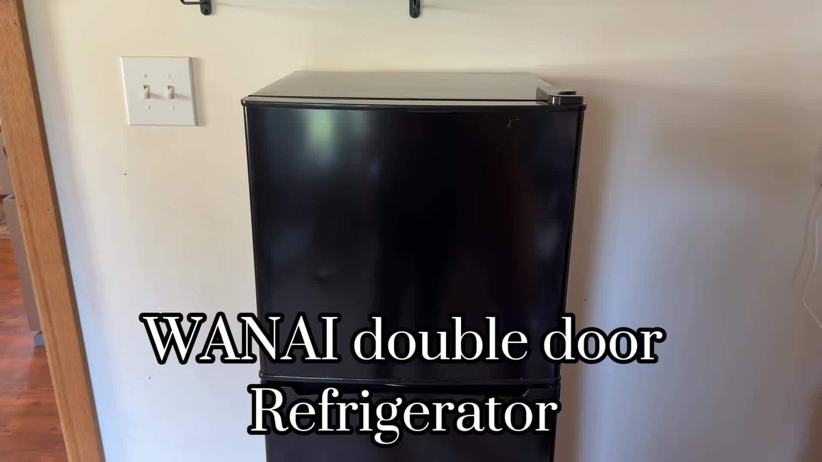 Mini Refrigerator with Separate Freezer and 7-Level Thermostat — WANAI Black, 3.5 or 4.5 Cu. Ft.