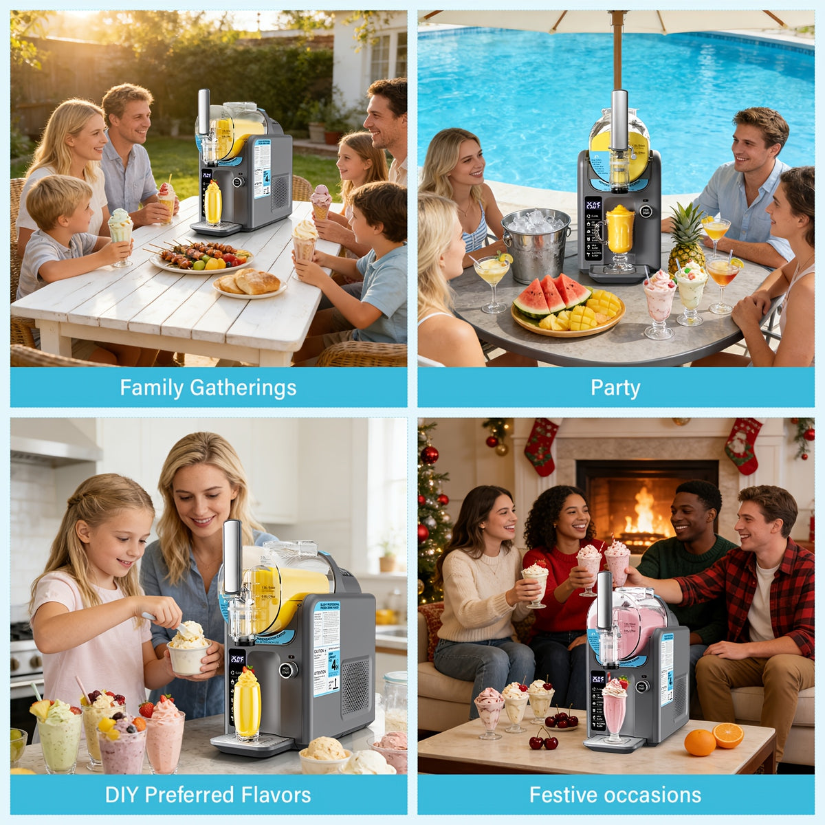 BAOTREE 5-In-1 Cold Drink Maker, 2-In-1 Ice Cream/Smoothie Machine, 88Oz Capacity, One-Touch Preset, No Ice Required, Self-Cleaning - Easily Make Milkshakes, Margaritas, And More at Home