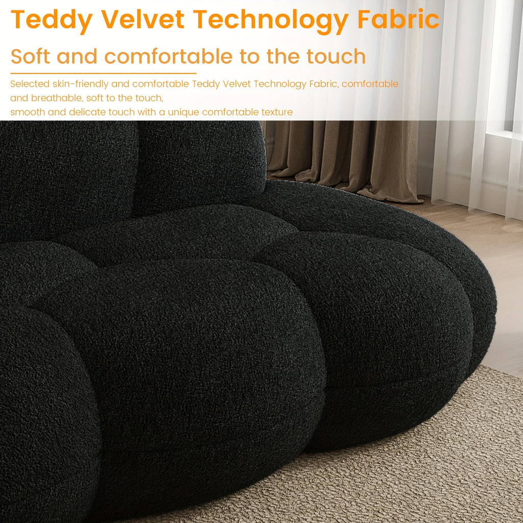 Cloud Shaped Couches for Living Room, Modern Comfy Compressed Sofa, Cloud Shaped Leisure Sofa, Upholstered Couch for Bedroom, Apartment, Small Space (No Installation Required)