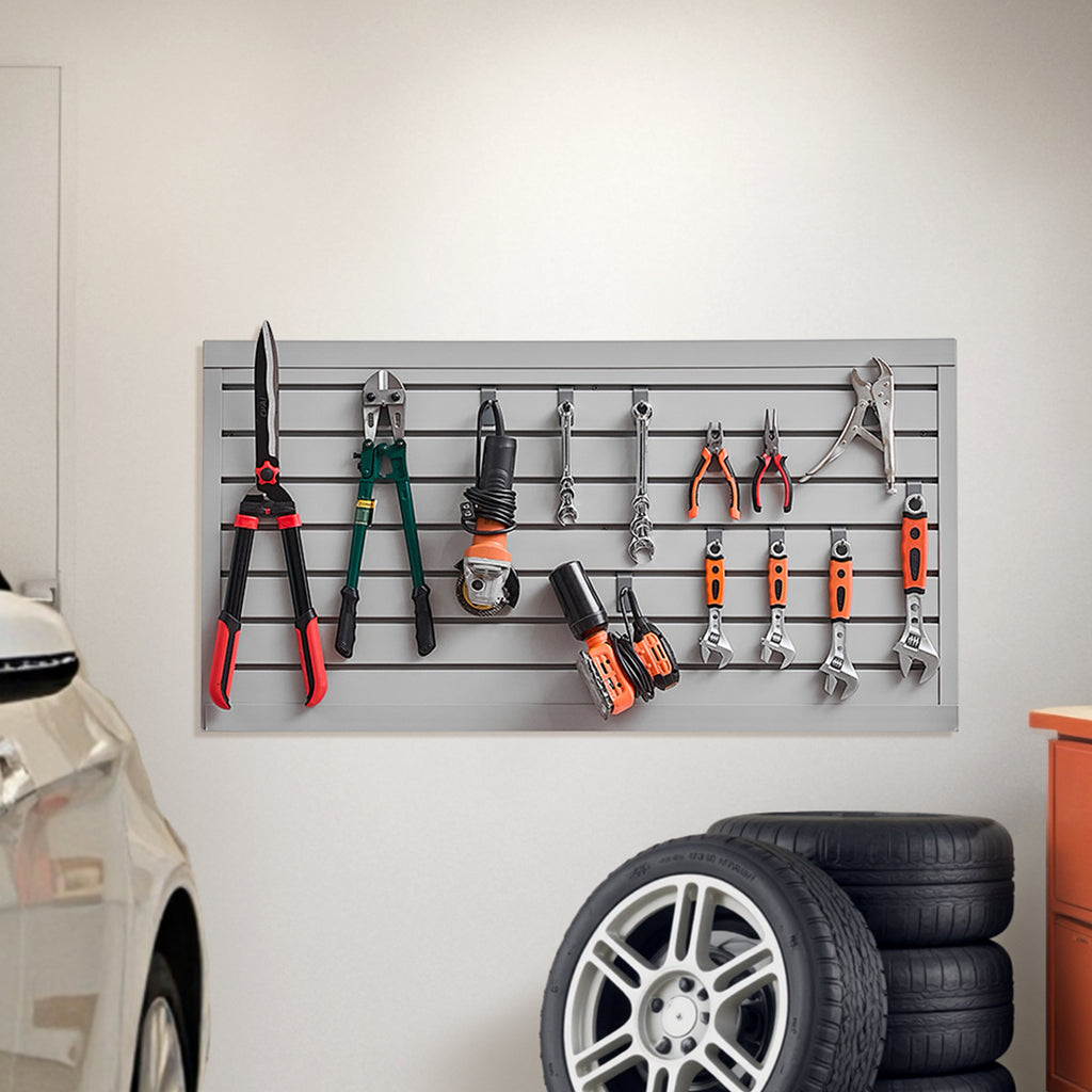 VEVOR 2 x 4 ft / 4 x 4 ft / 8 x 4 ft Slat Wall Paneling PVC White Garage Slatwall with Modular Design White/Grey/Black