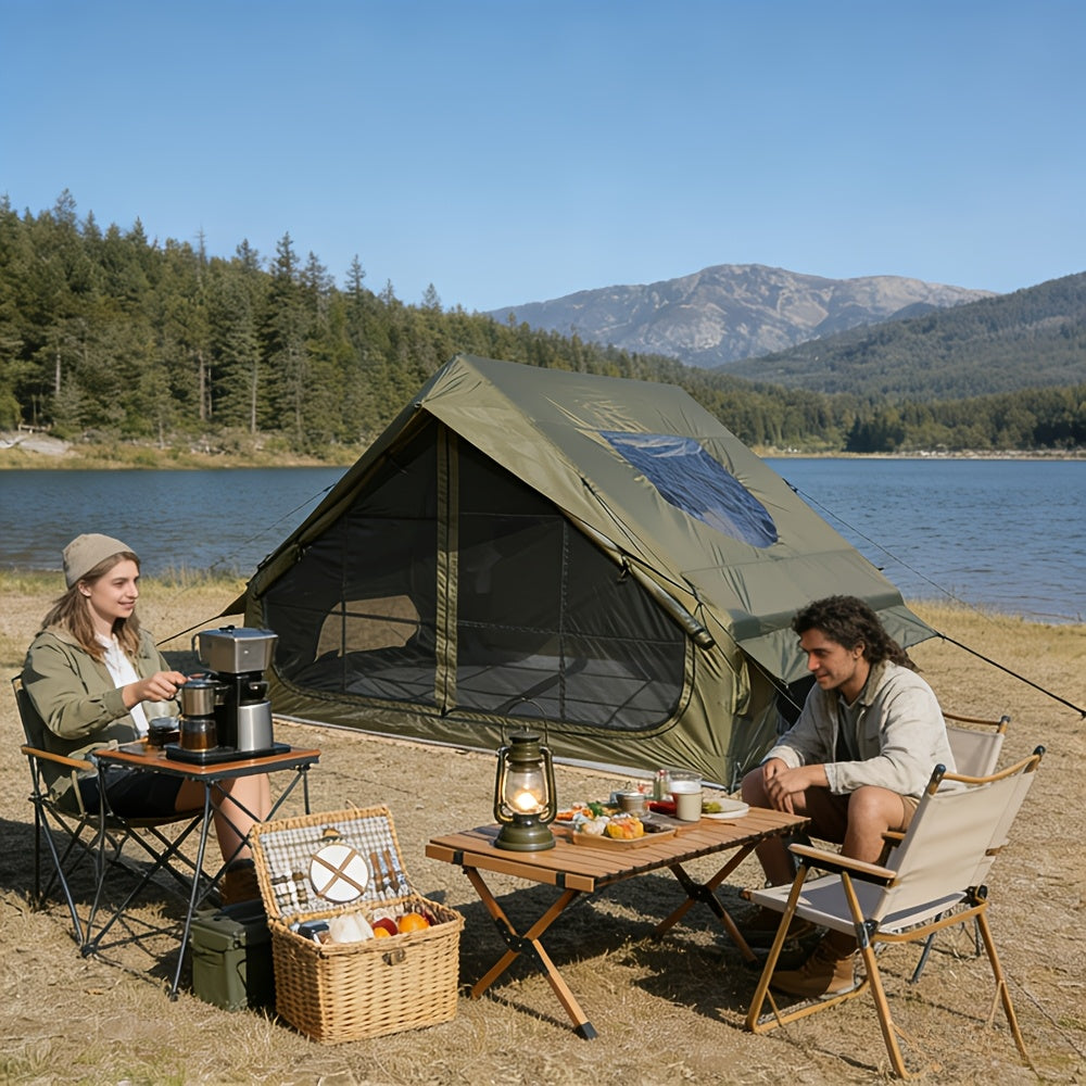 Spacious Luxury Quick-Setup Inflatable Lightweight Glamping Tent, High-Quality High Quality; All-Weather and All-Season Use, Specifically Designed for Sophisticated Camping Enthusiasts, Suitable for Family and Friends' Camping Trips