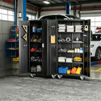 Metal Storage Cabinet with Wheels, Pegboards, Locking Doors And 4 Adjustable Shelves, 71"H/72"H/73"H Tool Cabinet for Garage, Home, Basement, Kitchen
