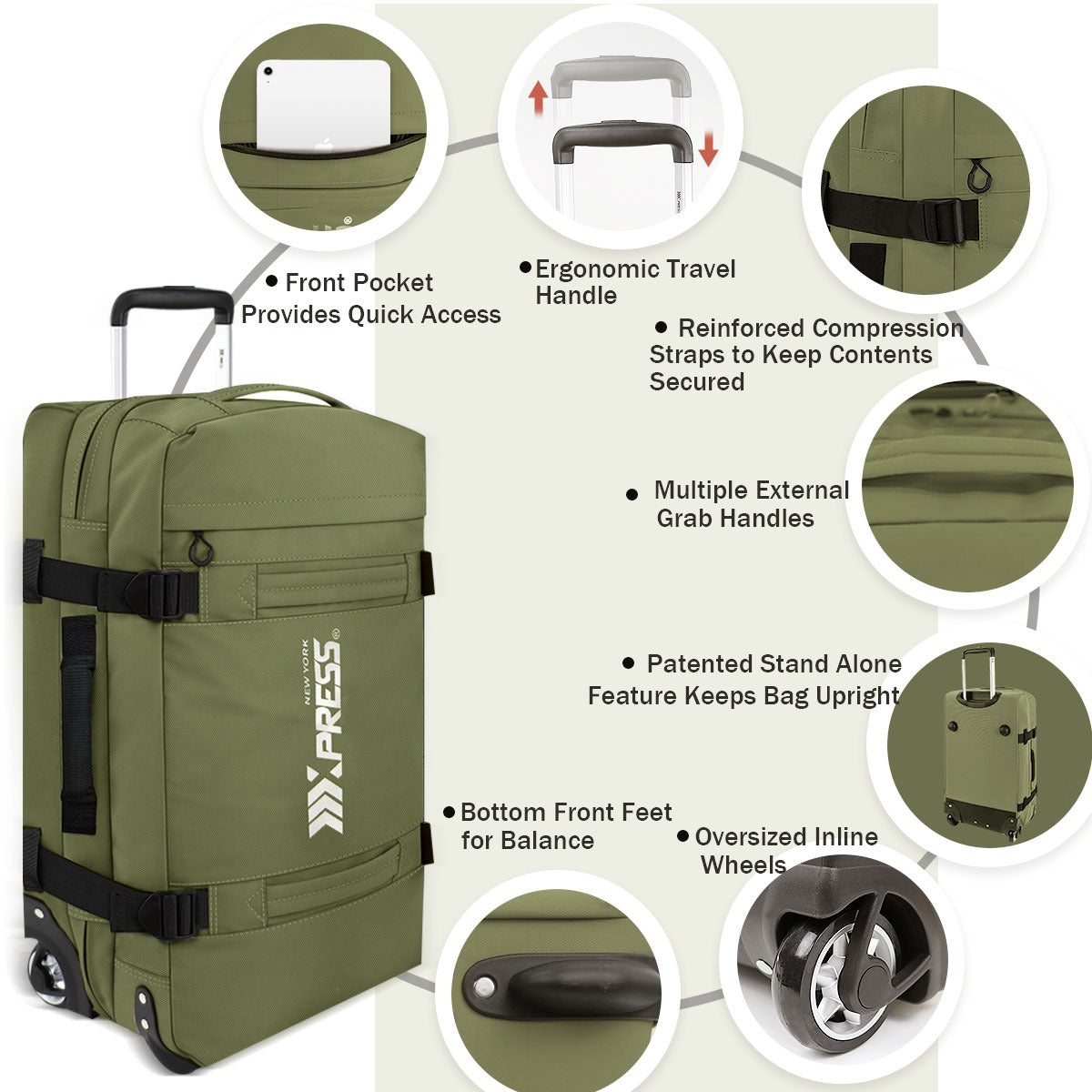 3-Piece Softside Luggage Set 20/26/30in Waterproof Travel Suitcase with 2 Wheels & Telescopic Handle, Durable Trolley Bag for Vacation & Adventure