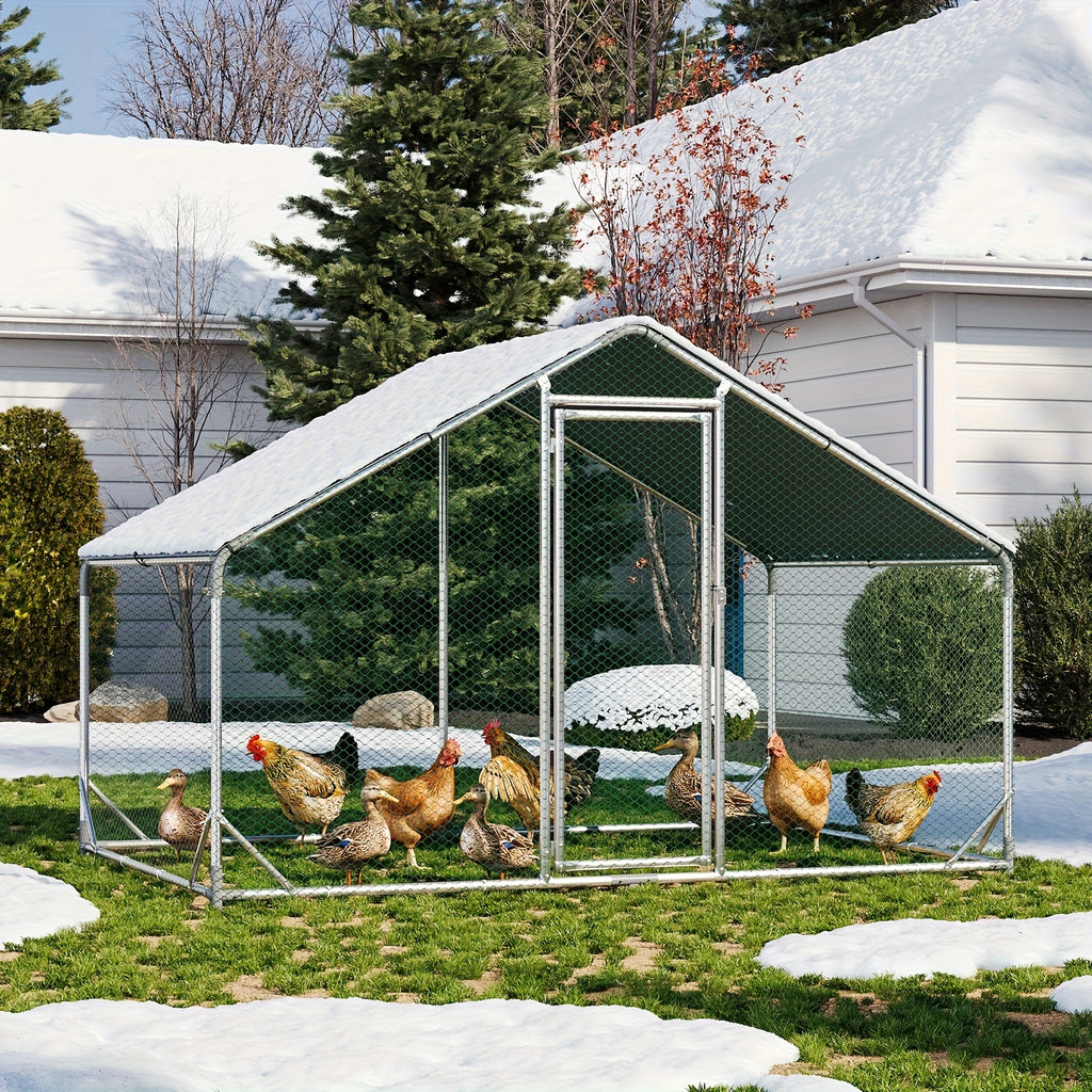 Nordivale Large Metal Chicken Coop with Winter Wrap Cover - 10x6.7x6.4ft/20x10x6.4ft Walk-in Chicken Run for Hens/Ducks/Rabbits, All-Weather Poultry Pen with Lock for Outdoor and Backyard, Farm, Duck Rabbit Cage Poultry Pen