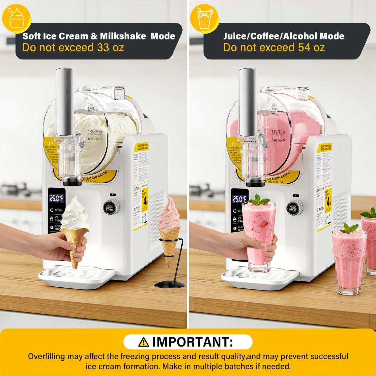 2in 1 Ice Cream Maker Slushie Machine for Home - 88oz Slushy Machine Maker No Ice Needed Self Cleaning, Frozen Drink Machine, 5 Preset for Soft Ice Cream, Slushies, Margarita, Frappes, Milkshakes