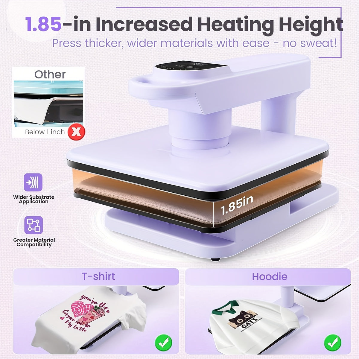 15x15 Inch Swivel Auto Heat Press Machine, 360° Swing Away Smart T-Shirt Printing W/Auto Press & Auto Release & Auto-Off, 7 Adjustable Pressures & 1.85" Higher Heating Height For HTV, Dual-tube Heatinbg, Sublimation, Heat Transfer Projects