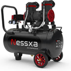 10 Gallon Ultra Quiet Air Compressor with Two Quick Couplers, 2HP 8.76 CFM at 115PSI Oil-Free Air Compressor Tank, 110V/60Hz, 70Db Air Compressor for Car Repair, Spray Painting, Woodwork Nailing