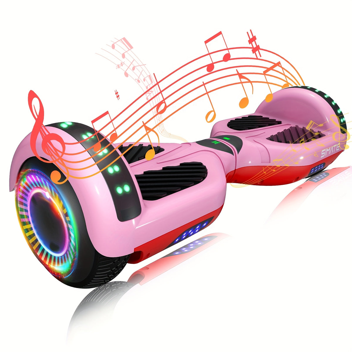 SIMATE 6.5" Hoverboard for Kids, Colorful LED Lights, Self-Balance Technology, Gift for Children, Teenagers And Adults, Maximum Speed Up to 7.5mph, Maximum Range Of 7.5 Miles, 300W