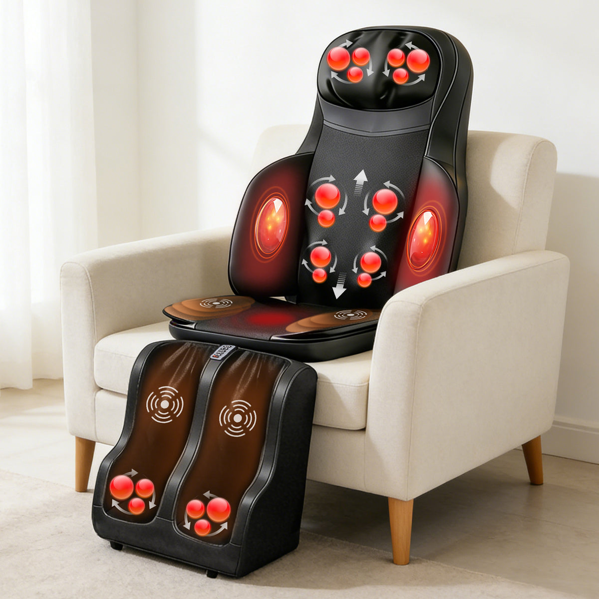 3D Shiatsu Full Body Massage Mat with Leg Massage Function, 8 Kneading Nodes & 9 Modes, Deep Muscle Relaxation for Neck, Back, Legs & Feet, Perfect for Home Office Fitness Use