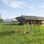 SNDM Chicken Coop Large Metal Chicken Run Upgrade Wire Mesh Chicken Pen with Water-Resident And Anti-Uv Cover, Duck Rabbit House Outdoor