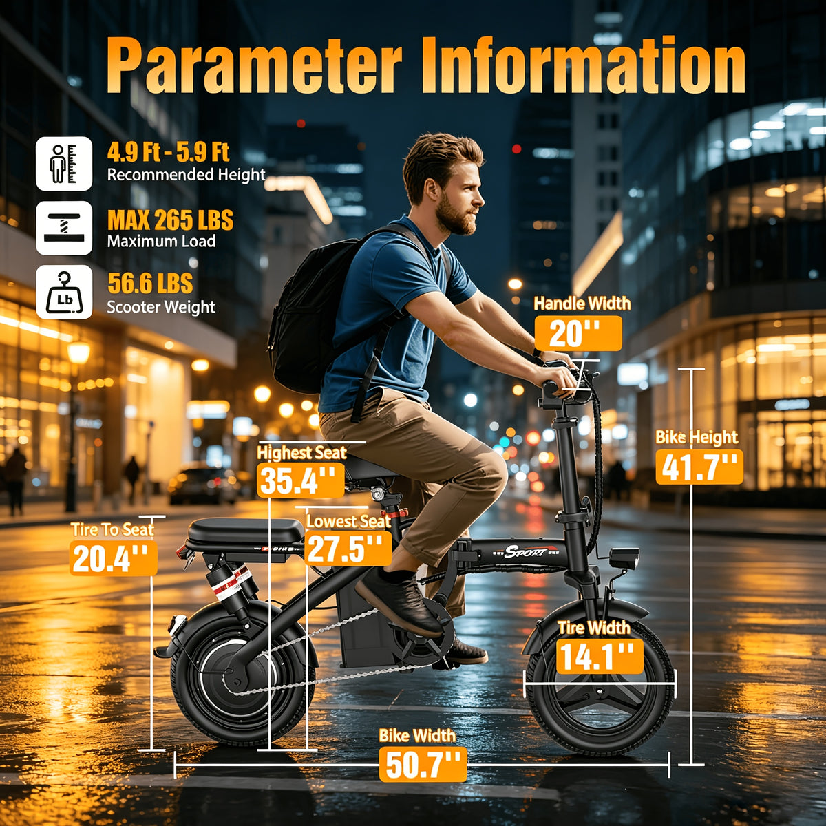 500W Adult Folding Electric Bicycle - 20 MPH, 25-Mile Range, 48V 15Ah High-Capacity Removable Battery, 14-Inch All-Terrain Tires, Dual-Seat Design, Three Riding Modes (Electric, Pedal-Assist, And Pedal), Multi-Functional LCD Display.