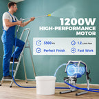 1200W Heavy-Duty Airless Paint Sprayer, Protable Paint Sprayer for House Painting, 3300PSI High Pressure & 40.58oz/Min Flow for Fast Painting, Up to 30% More Coverage with Less Overspray, for Walls, Furniture, Cabinets, Fence, Car Repair DIY