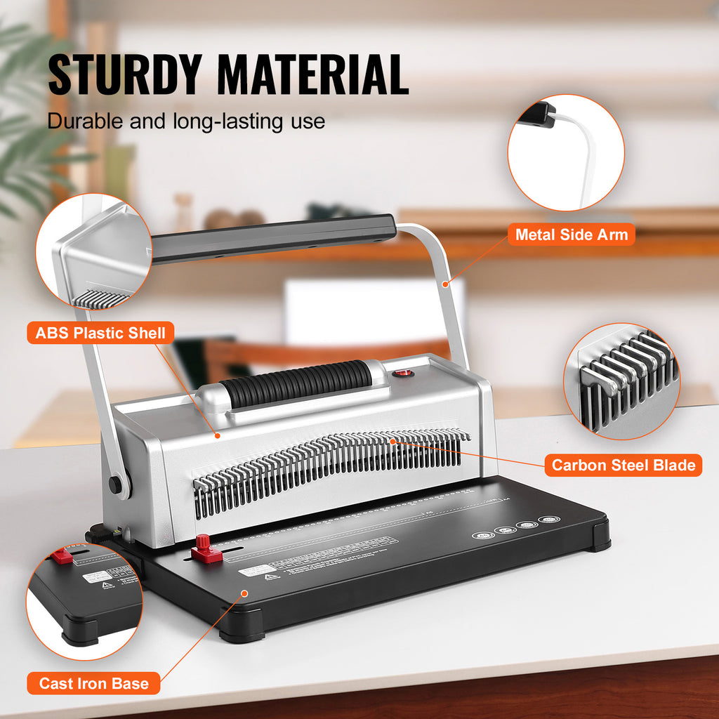 Electric Coil Binding Machine by VEVOR for Letter, A4 and A5 Documents—Punches 20 Sheets and Binds 500