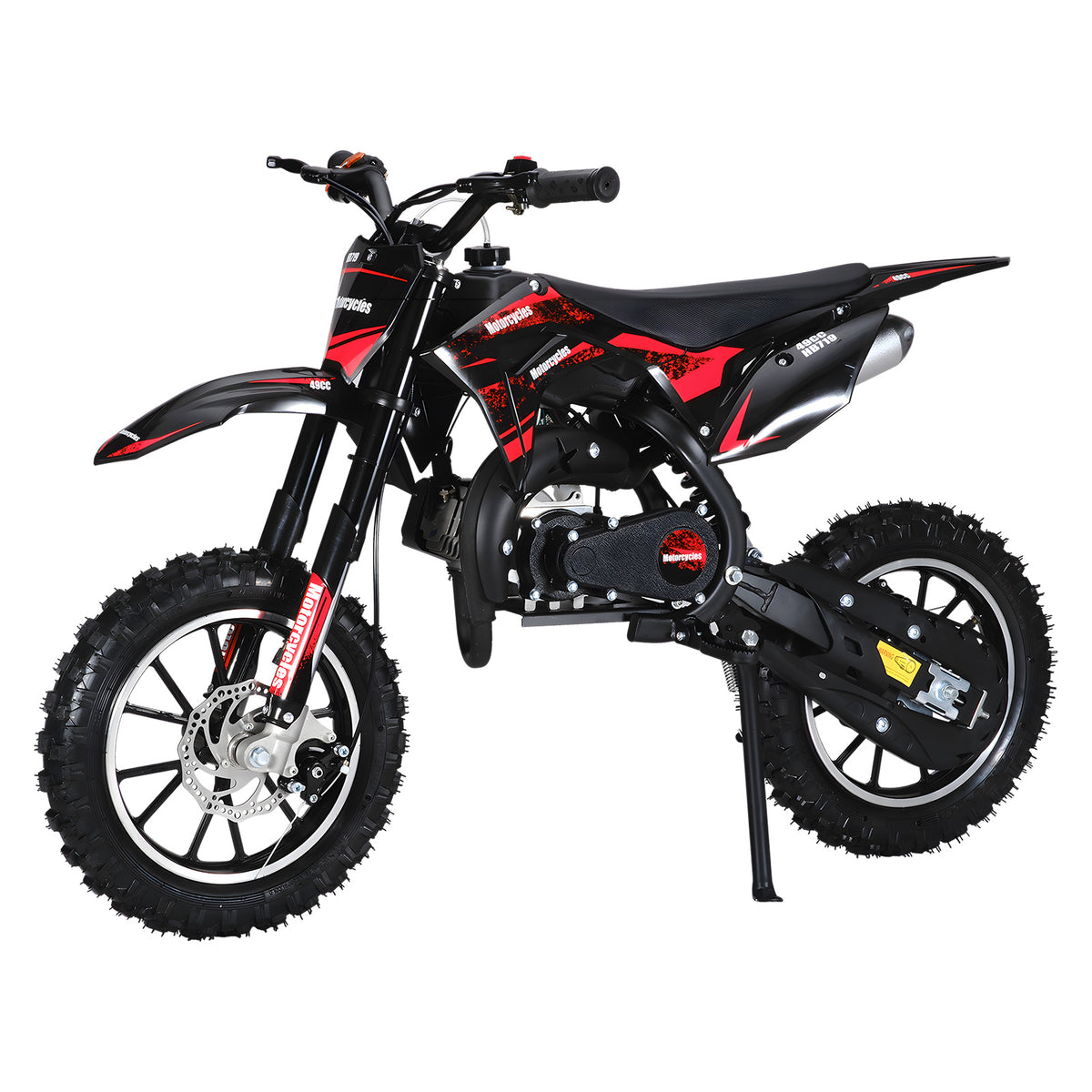 49cc 2-stroke Gas Powered Mini Motorcycle | Pocket Dirt Bike with External Rotary Tires, Front Disc Brakes, Up to 20 mph, Max Load 330 lbs, Metal Construction, Without Battery