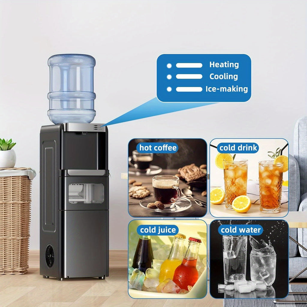 Black, White 3-in-1 Water Dispenser with Ice Maker (33LBS/Day), Hot & Cold, Child Safety Lock, Touch Control, for 3-5 Gal Bottles, Home & Office.
