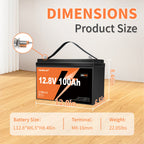 12V 100Ah/100Ah*2/150AH MAX LiFePO4 Lithium Battery, with 100A BMS, 12V Deep Cycle Marine Battery, Maximum Energy 1280Wh, Low Temperature Protection. High Performance, Suitable for Home Or Outdoor Use.