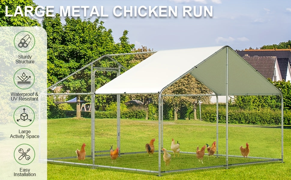 Outdoor Large Dog Kennels Playpen Crate Heavy Duty Pet Cage Enclosure Run for Yard with And UV Protected Top Cover Small Animal Run Cage Walk-In Metal Rabbit Cage Outdoor Backyard Garden