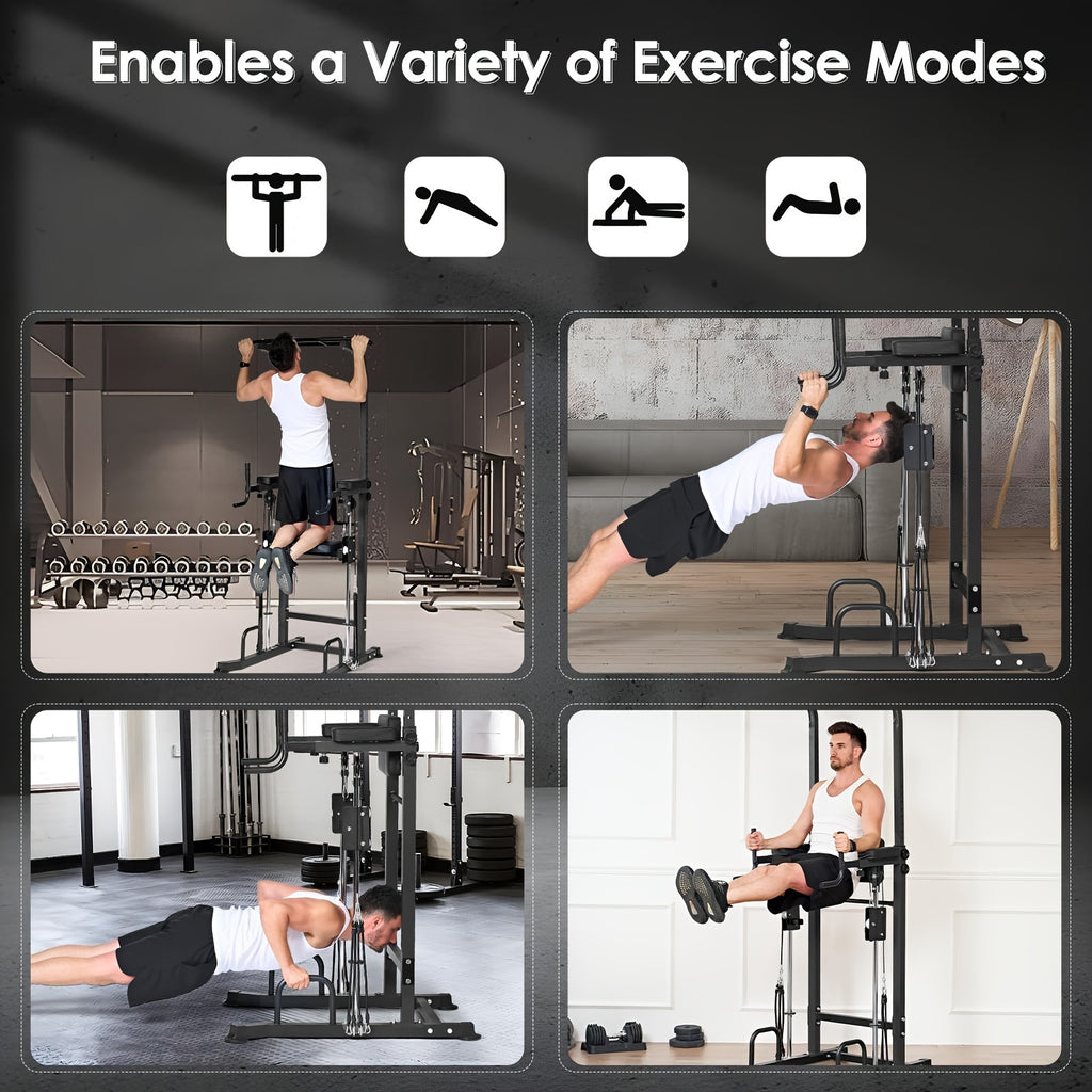 Sogespower Power Tower Dip Station Pull Up Bar for Home Gym Multi-Function Adjustable Height Strength Training Workout Equipment