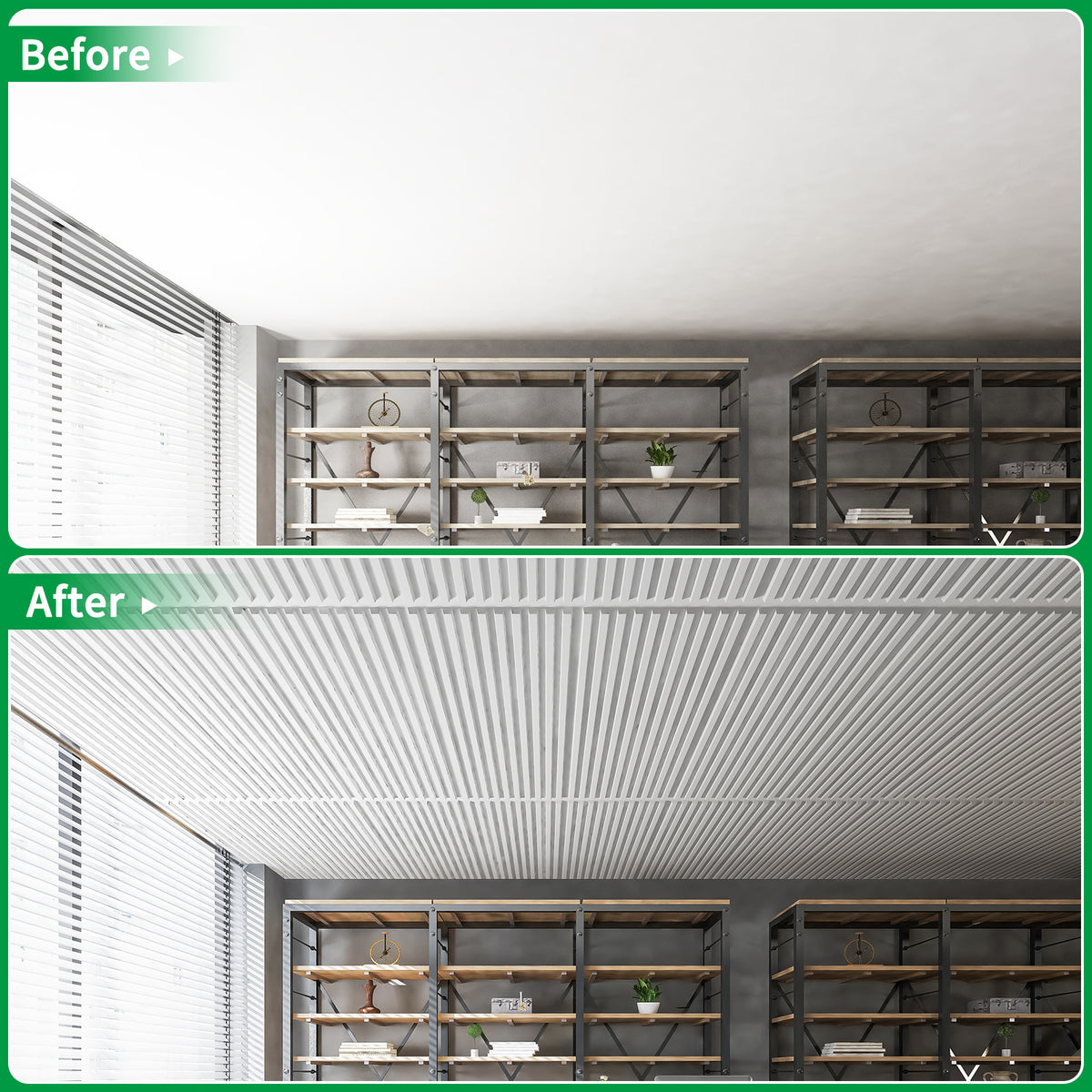 White 12-sheet 3D Slat Design Wall Panels for Interior Room Decor, 2x4 FT PVC Decorative Panels - Ideal for Stylish Flooring and Wall Enhancements