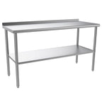 Stainless steel ready-made workbench, commercial heavy-duty workbench and workstation, suitable for metal dining tables in kitchens, restaurants, homes and hotels, with adjustable base frame and waterproof board