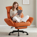 Adjustable Height And Armrest Office Chair with Pocket Spring Cushion, Retractable Footrest Recliner, Swivel High Back Gaming Chair for Home Office, Gaming, Rest, Study