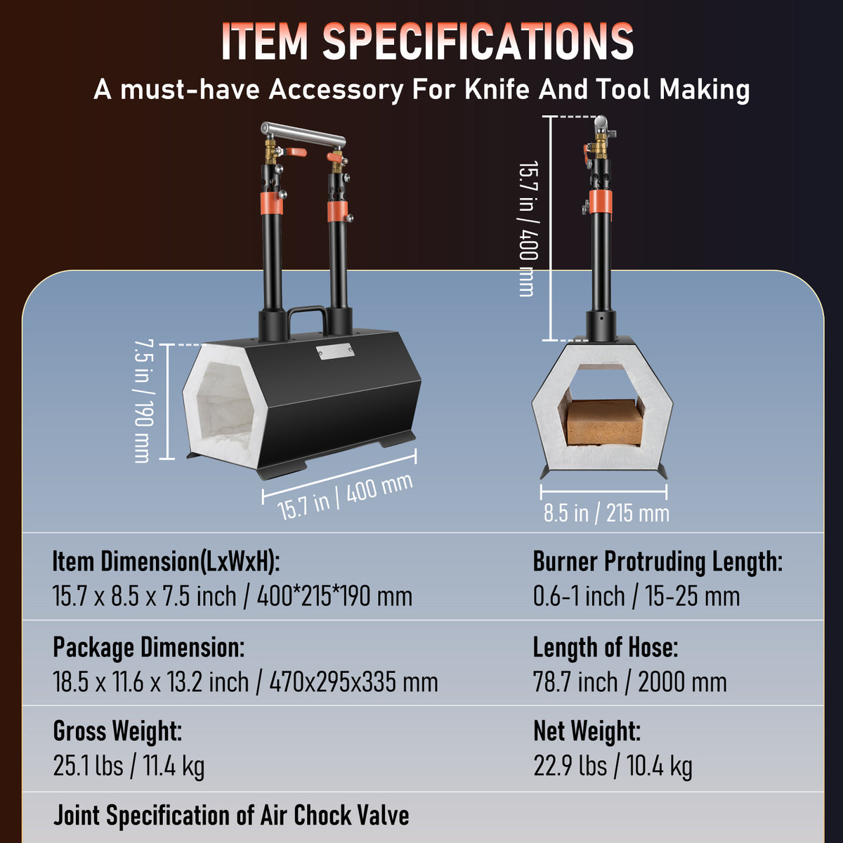 VEVOR Propane Forge Portable, Single Burner/Double Burner Tool and Knife Making, Large Capacity Blacksmith Farrier Forges, Mini Furnace Blacksmithing, Gas Forging Tools and Equipment, Complete Kit
