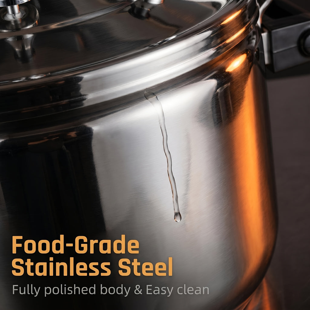 Commercial 26.5 Qt Stainless Steel Pressure Cooker -for Restaurant & Hotel Kitchens, Induction/Gas